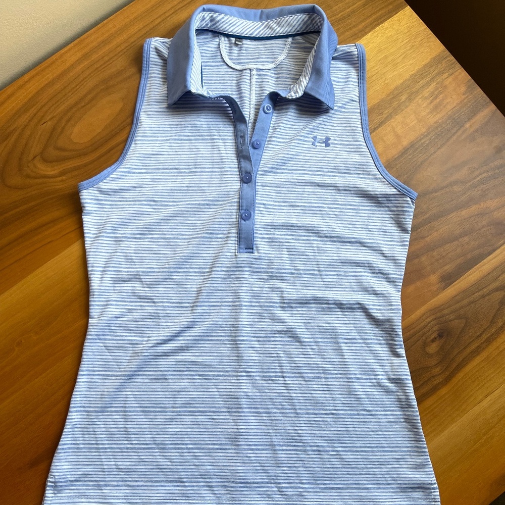 Under Armour Tank Shirt Striped Golf Size Medium